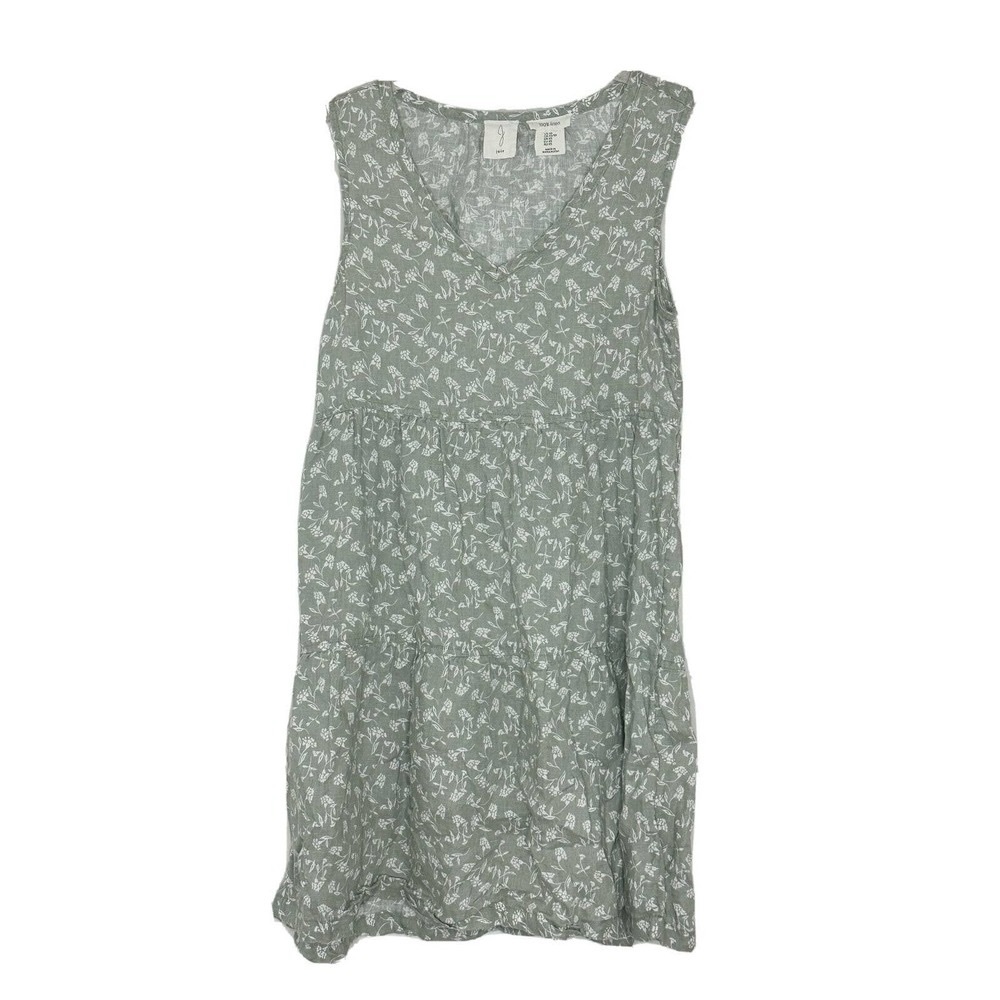 Joie Sage Green Floral Swing Mini Tiered Flowy Linen Dress